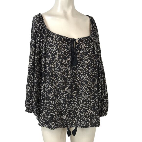RALPH LAUREN DENIM & SUPPLY - WOMEN'S MEDIUM - BLACK RL BOHO SHIRT - Picture 1 of 7